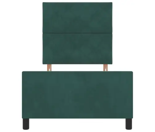 Gultas Rāmis Ar Galvas Klāju Tumši Zaļa 90 X 200 Cm Samts Vidaxl