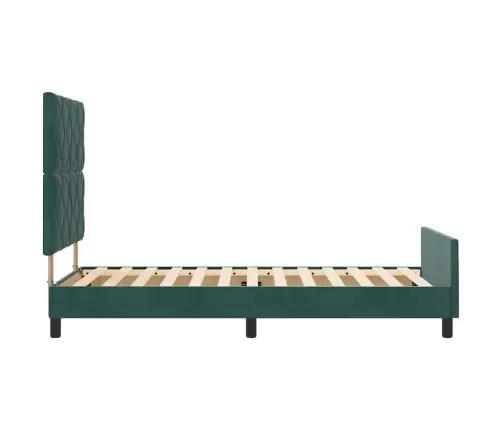 Gultas Rāmis Ar Galvas Klāju Tumši Zaļa 90 X 200 Cm Samts Vidaxl