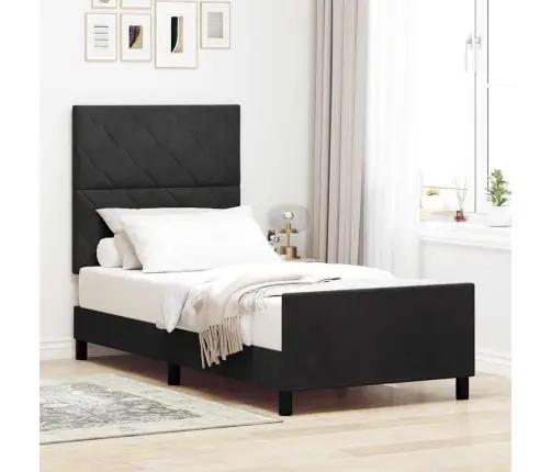 Gulta Melna 100X200 Cm Samts Vidaxl