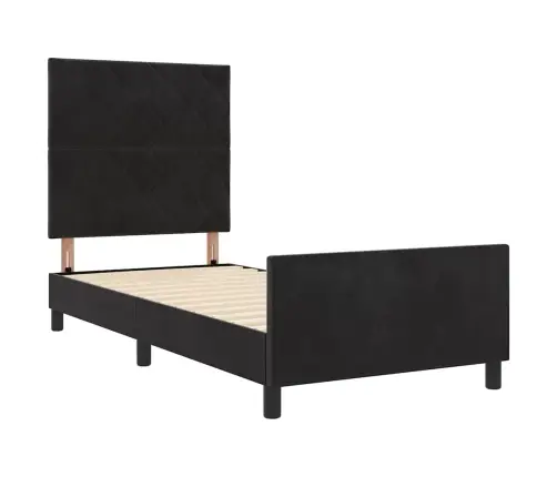 Gulta Melna 100X200 Cm Samts Vidaxl