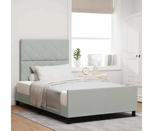 Kiemas Lova Su Galvūgalio Šviesiai Pilka 120 X 190 Cm Aksomas