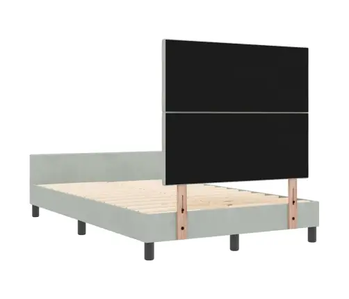 Kiemas Lova Su Galvūgalio Šviesiai Pilka 120 X 190 Cm Aksomas