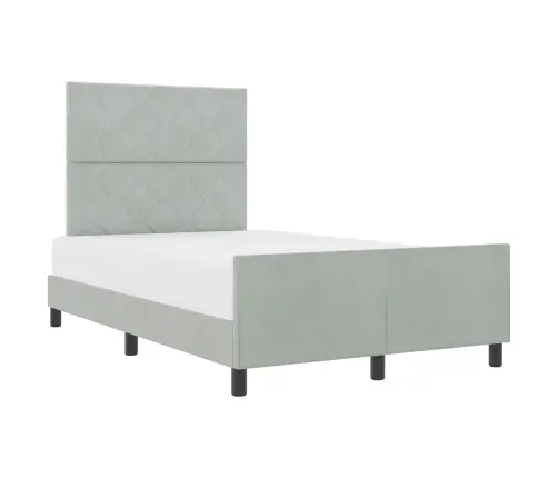 Kiemas Lova Su Galvūgalio Šviesiai Pilka 120 X 190 Cm Aksomas