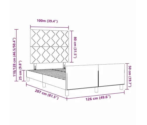Gultas Rāmis Gaiši Pelēks 120X200 Cm Samts Vidaxl