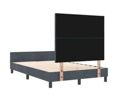 Kiemas Lova Su Galvūgalio Tamsiai Pilka 120 X 200 Cm Aksomas