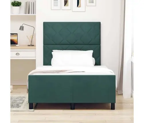 Kiemas Lova Su Galvūgalio Tamsiai Žalia 120 X 200 Cm Aksomas