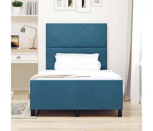 Kiemas Lova Su Galvūgalio Tamsiai Mėlyna 120 X 200 Cm Aksomas