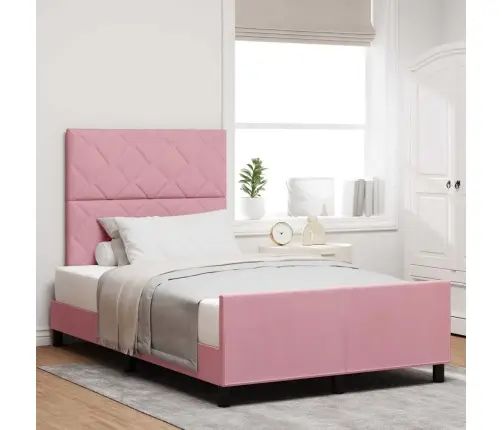 Gultas Rāmis Ar Galvas Klāju Rozā 120 X 200 Cm Samts Vidaxl