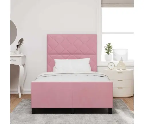 Gultas Rāmis Ar Galvas Klāju Rozā 120 X 200 Cm Samts Vidaxl