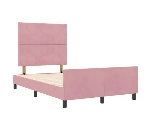 Gultas Rāmis Ar Galvas Klāju Rozā 120 X 200 Cm Samts Vidaxl
