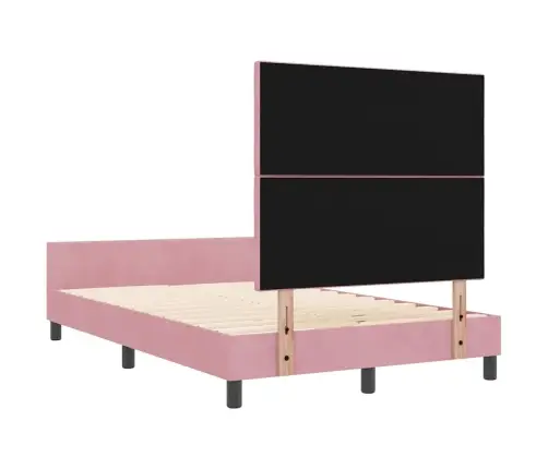 Gultas Rāmis Ar Galvas Klāju Rozā 120 X 200 Cm Samts Vidaxl