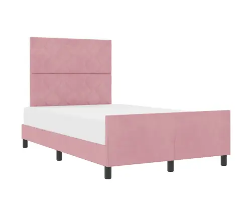 Gultas Rāmis Ar Galvas Klāju Rozā 120 X 200 Cm Samts Vidaxl