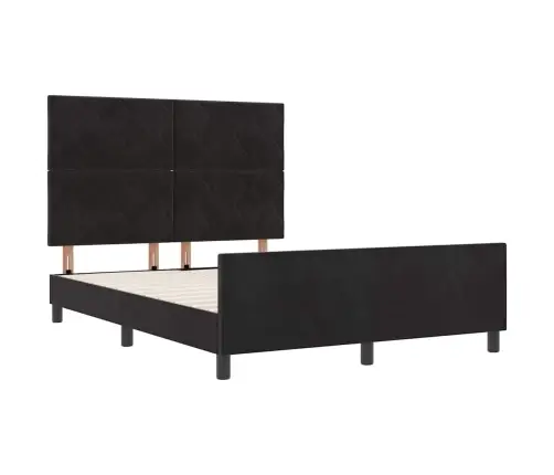 Kastītes Atsperu Gulta Ar Galvas Klāju Melna 140 X 190 Cm Samts Vidaxl