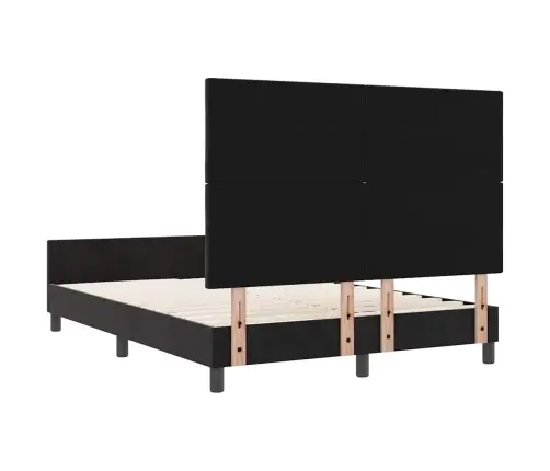 Kastītes Atsperu Gulta Ar Galvas Klāju Melna 140 X 190 Cm Samts Vidaxl