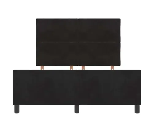 Kastītes Atsperu Gulta Ar Galvas Klāju Melna 140 X 190 Cm Samts Vidaxl