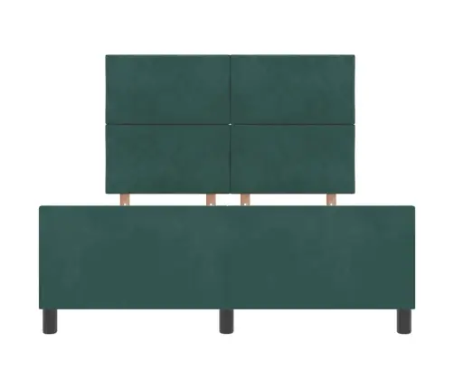 Kiemas Lova Su Galvūgalio Tamsiai Žalia 140 X 190 Cm Aksomas