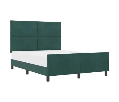 Kiemas Lova Su Galvūgalio Tamsiai Žalia 140 X 200 Cm Aksomas