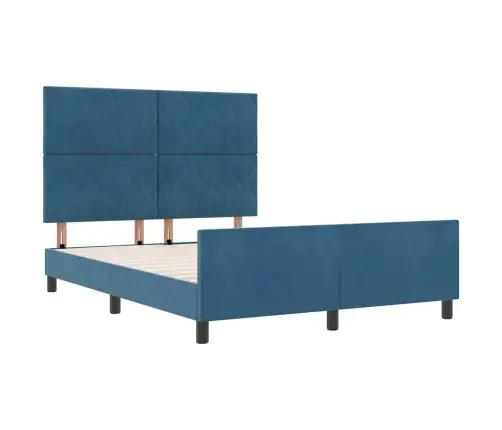 Gultas Rāmis Tumši Zils 140X200 Cm Velveteens Vidaxl