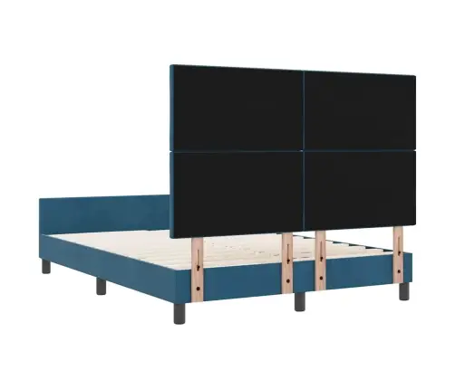 Gultas Rāmis Tumši Zils 140X200 Cm Velveteens Vidaxl