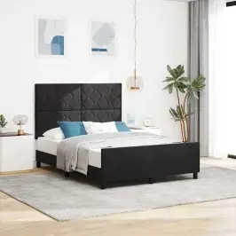 Voodi Raam Peaga Must 160 X 200 Cm Samet
