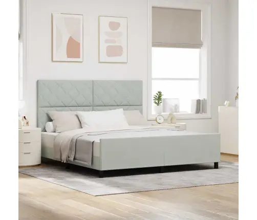 Kiemas Lova Su Galvūgalio Šviesiai Pilka 180 X 200 Cm Aksomas