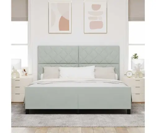 Kiemas Lova Su Galvūgalio Šviesiai Pilka 180 X 200 Cm Aksomas