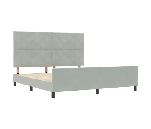 Kiemas Lova Su Galvūgalio Šviesiai Pilka 180 X 200 Cm Aksomas