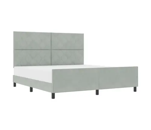 Kiemas Lova Su Galvūgalio Šviesiai Pilka 180 X 200 Cm Aksomas