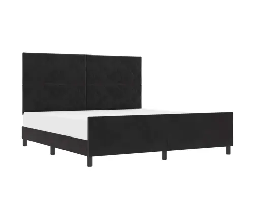 Kastītes Atsperu Gulta Ar Galvas Klāju Melna 180 X 200 Cm Samts Vidaxl