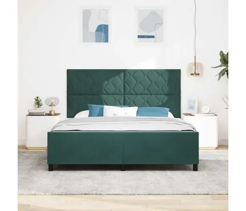 Kiemas Lova Su Galvūgalio Tamsiai Žalia 180 X 200 Cm Aksomas
