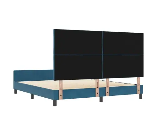 Kiemas Lova Su Galvūgalio Tamsiai Mėlyna 180 X 200 Cm Aksomas