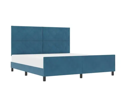 Kiemas Lova Su Galvūgalio Tamsiai Mėlyna 180 X 200 Cm Aksomas