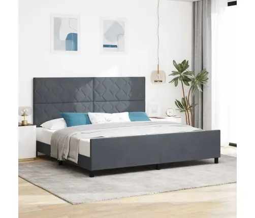 Tumši Pelēks Zamšādas Gultas Rāmis 200X200 Cm Vidaxl