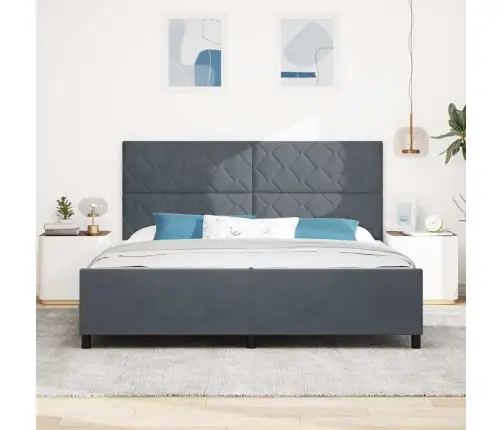 Tumši Pelēks Zamšādas Gultas Rāmis 200X200 Cm Vidaxl