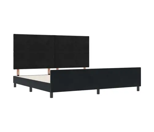 Kiemas Lova Su Galvūgalio Juoda 200 X 200 Cm Aksomas