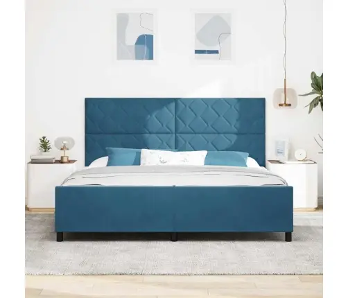 Kiemas Lova Su Galvūgalio Tamsiai Mėlyna 200 X 200 Cm Aksomas