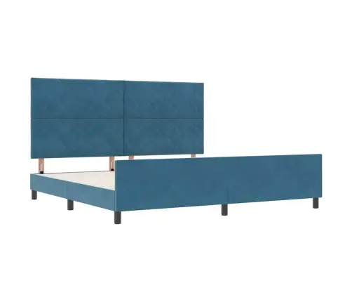 Kiemas Lova Su Galvūgalio Tamsiai Mėlyna 200 X 200 Cm Aksomas