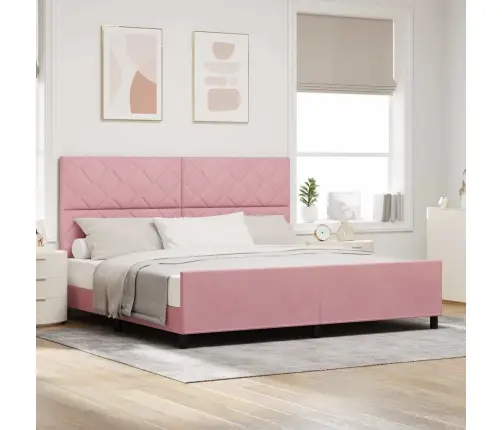 Gultas Rāmis Ar Galvas Klāju Rozā 200 X 200 Cm Samts Vidaxl