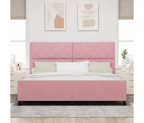 Gultas Rāmis Ar Galvas Klāju Rozā 200 X 200 Cm Samts Vidaxl
