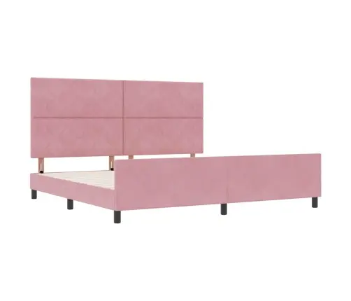 Gultas Rāmis Ar Galvas Klāju Rozā 200 X 200 Cm Samts Vidaxl