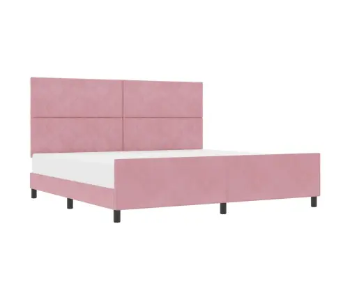 Gultas Rāmis Ar Galvas Klāju Rozā 200 X 200 Cm Samts Vidaxl