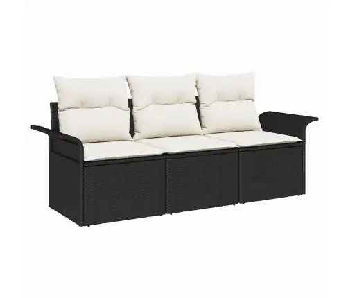 3 Daļu Dārza Dīvānu Komplekts Ar Spilveniem Melnā Poli Rotangpalma Vidaxl