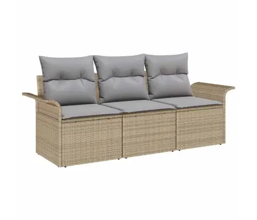 Sodo Sofų Rinkinys Su Pagalve 3 Pcs Smėlio Poli Ratanas