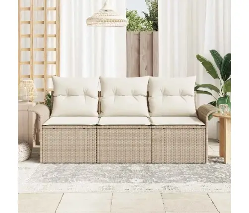 3 Gabalu Dārza Dīvānu Komplekts Ar Spilveniem Bēšs Poli Rotangpalma Vidaxl