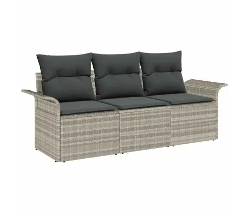 3 Daļu Dārza Dīvānu Komplekts Ar Spilveniem Gaiši Pelēks Polietilēna Rotangpalmas Vidaxl