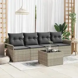 Dārza Dīvānu Komplekts 5 Pcs Gaiši Pelēks Un Tumši Pelēks Vidaxl