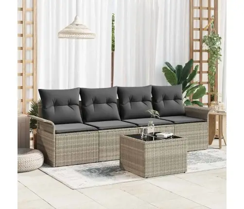 Sodo Sofų Rinkinys 5 Pcs Šviesiai Pilka Ir Tamsiai Pilka