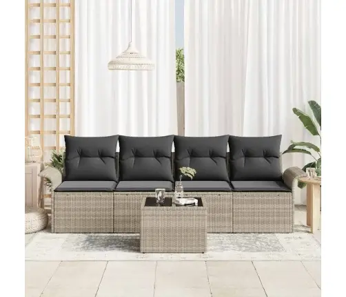 Sodo Sofų Rinkinys 5 Pcs Šviesiai Pilka Ir Tamsiai Pilka