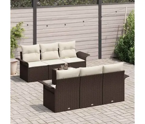 Sodo Sofų Rinkinys 7 Pcs Ruda Ir Grietinėlė 55 X 55 X 37 Cm Sodo Sofų Rinkinys 7 Pcs Ruda Ir Grietinėlė 55 X 55 X 37 Cm