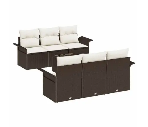 Sodo Sofų Rinkinys 7 Pcs Ruda Ir Grietinėlė 55 X 55 X 37 Cm Sodo Sofų Rinkinys 7 Pcs Ruda Ir Grietinėlė 55 X 55 X 37 Cm